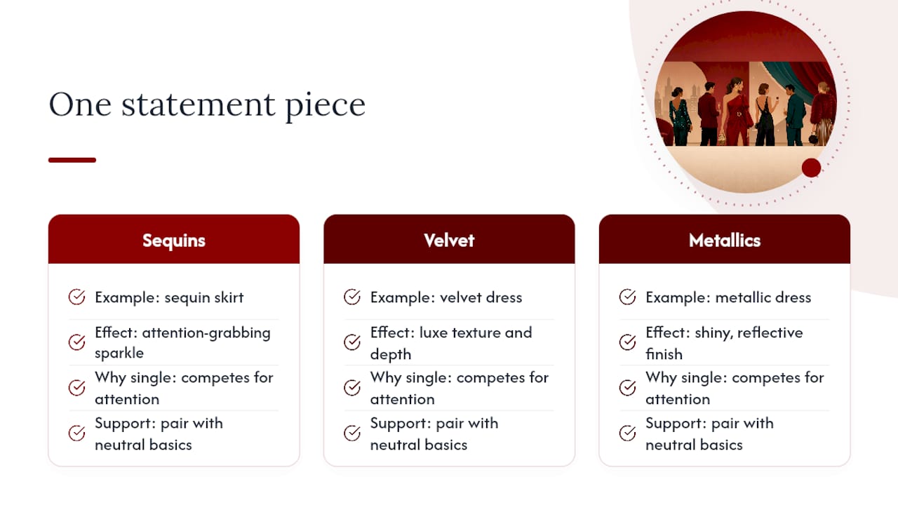 Comparison diagram of holiday statement pieces