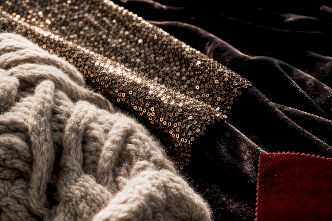 Sequins paired with velvet and knit textures