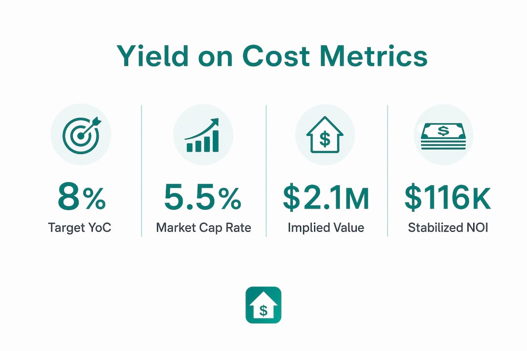 Infographic showing key yield on cost metrics values