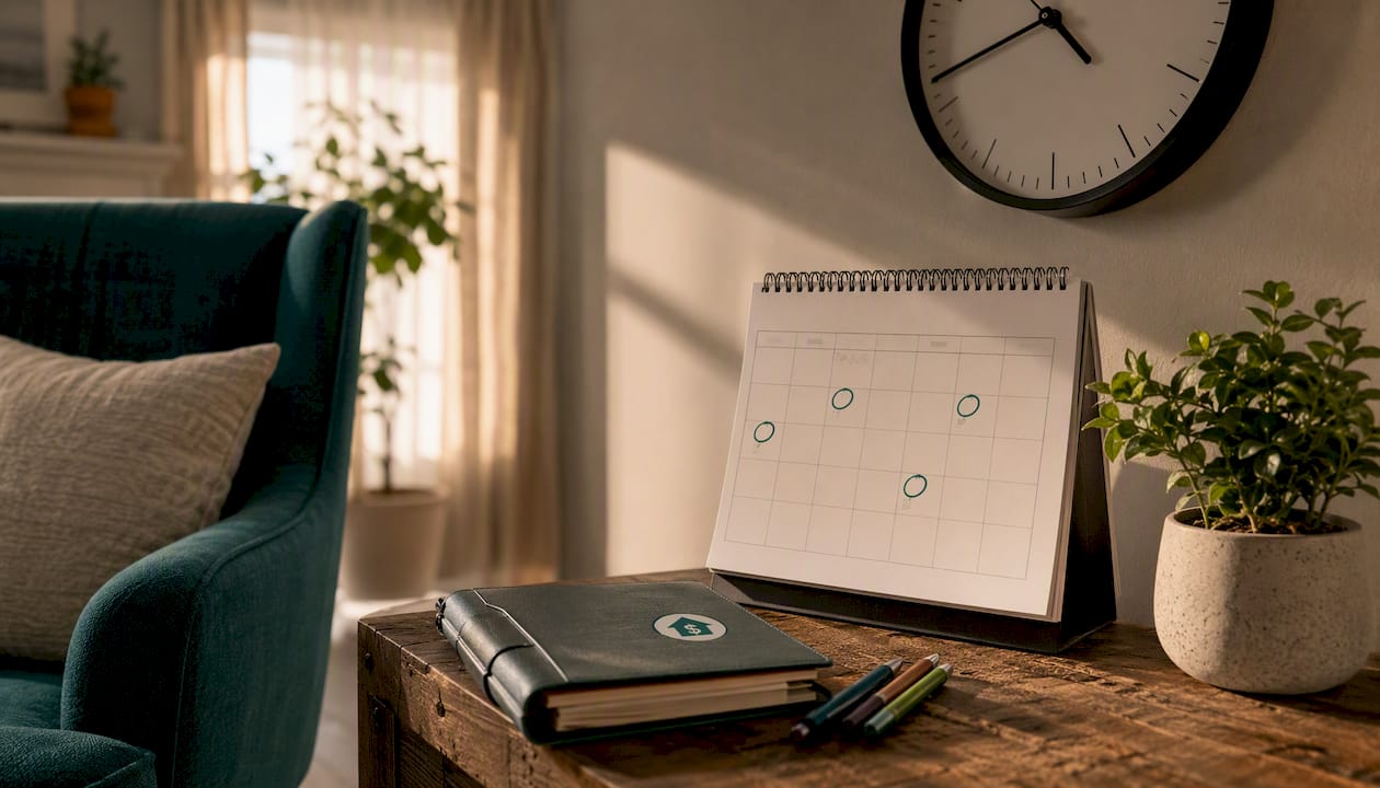Calendar and clock showing important deadlines