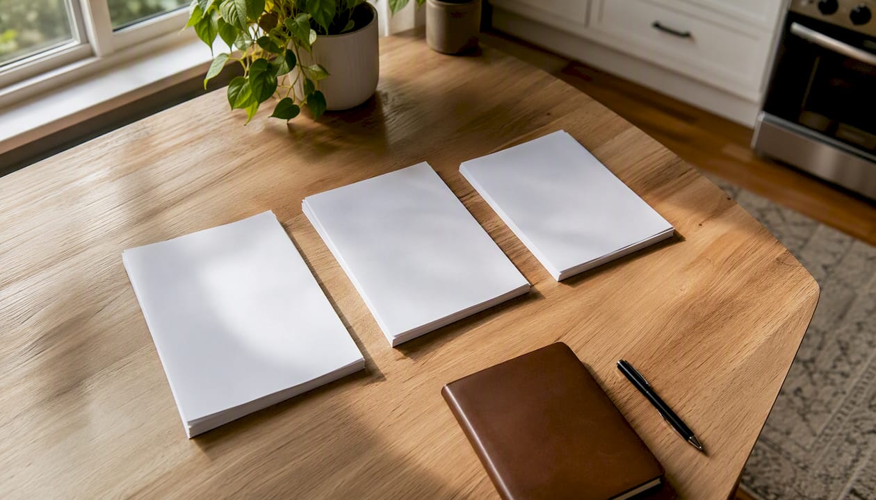 Prepared hearing packet copies on table