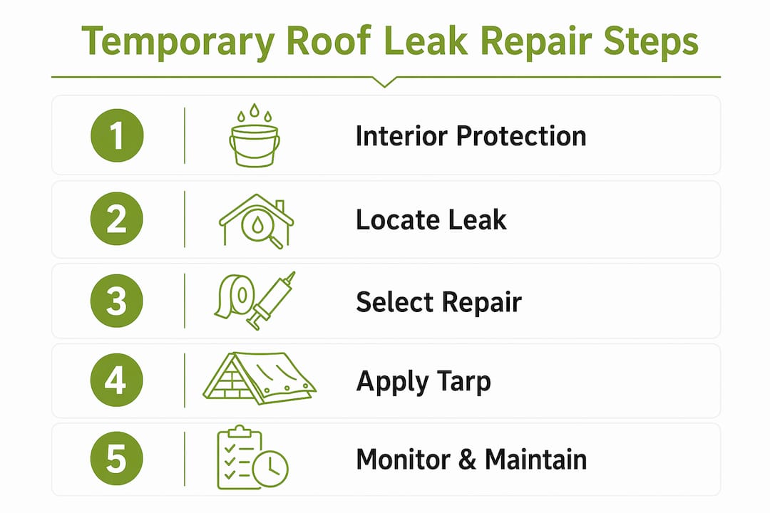 Infographic showing step-by-step temporary roof repair