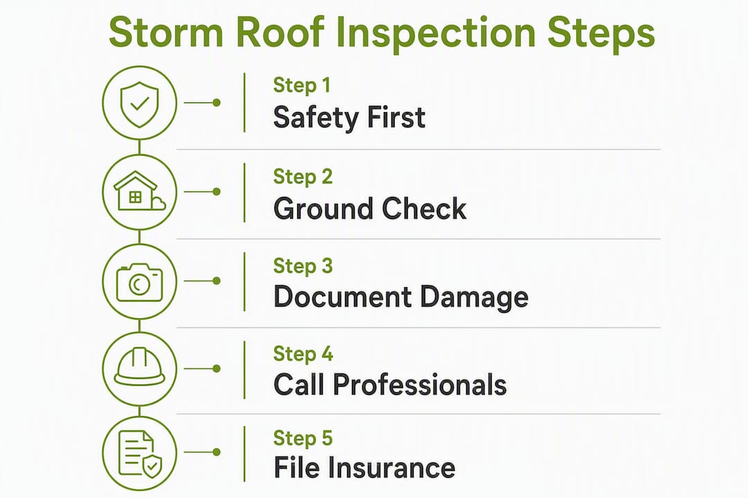 Infographic showing roof storm inspection steps