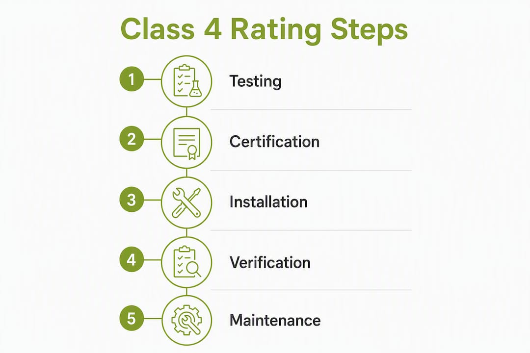 Infographic showing Class 4 shingle rating steps