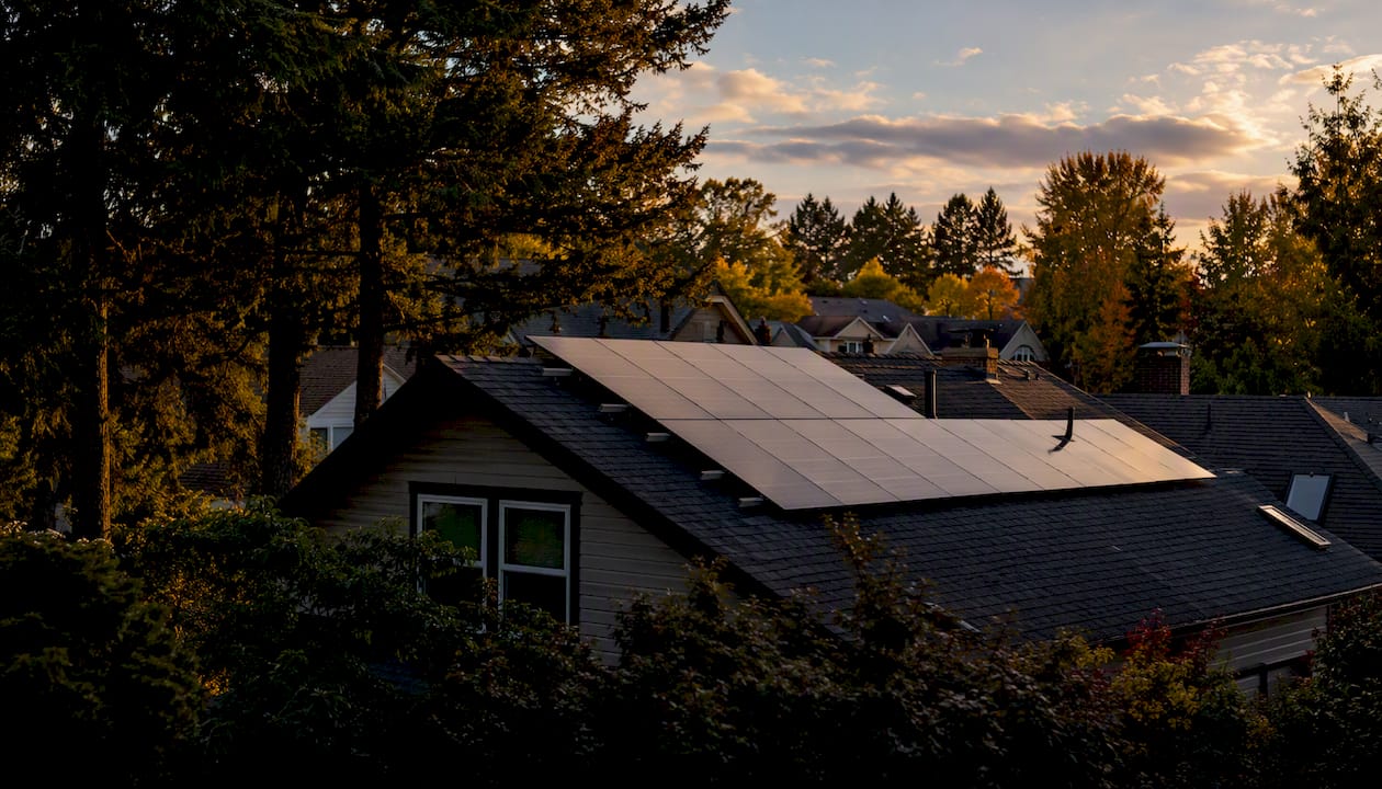 Roof shading affecting solar panel sunlight