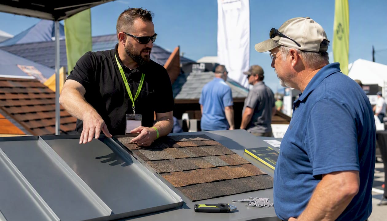 Comparison of metal and asphalt roofing samples