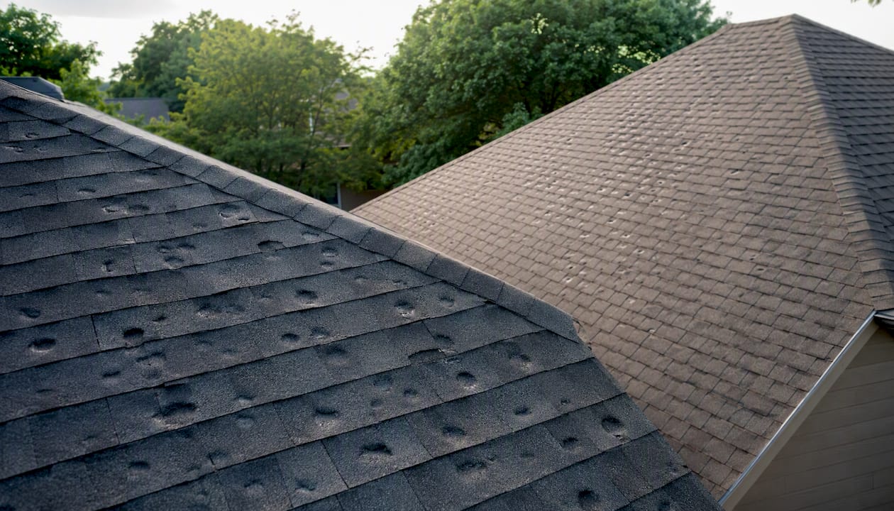 Comparison of hail damaged and blistered roof slopes
