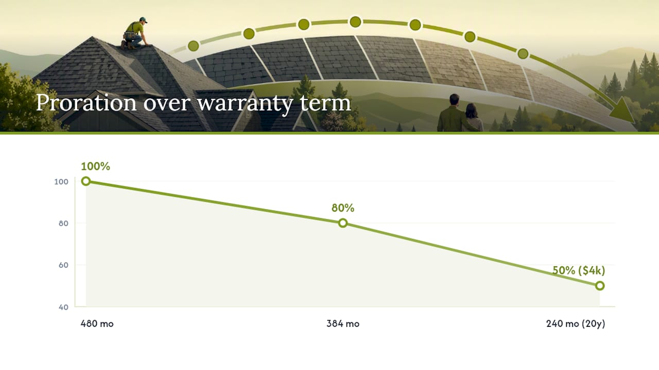 Diagram of warranty proration payout over time