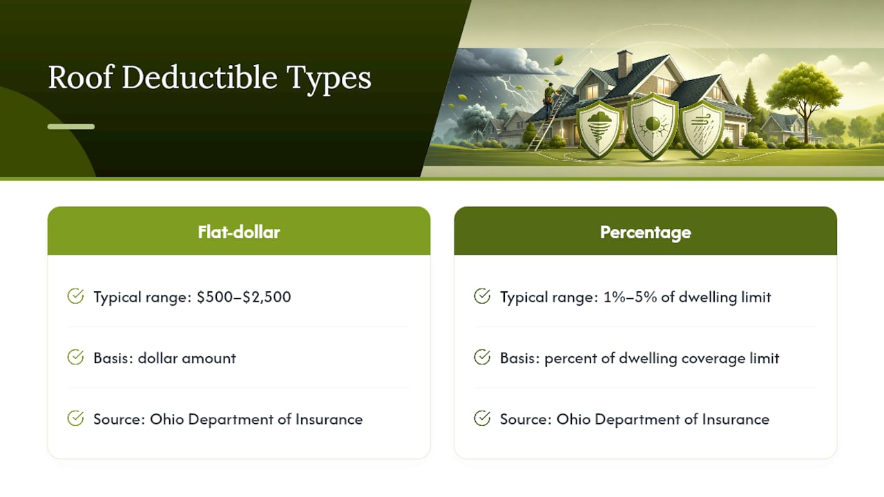 Chart comparing flat-dollar and percentage-based roof insurance deductibles