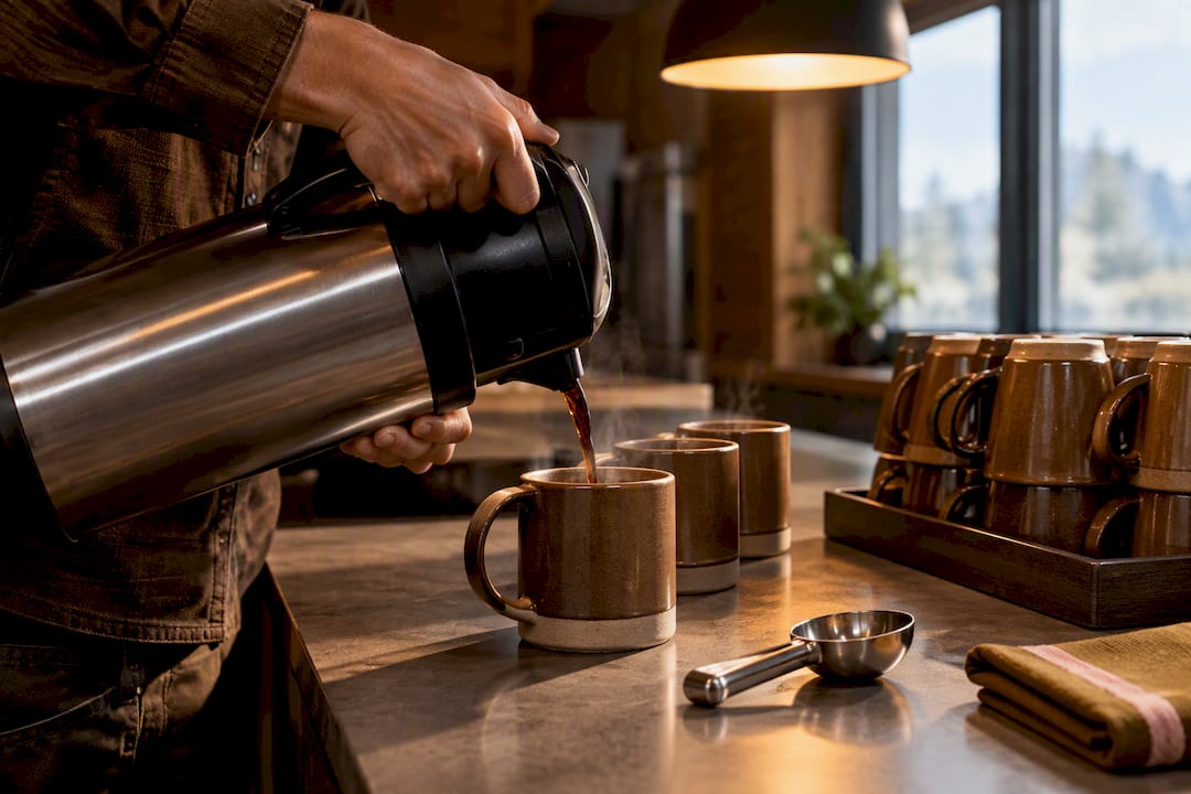 Coffee being poured for a station crew