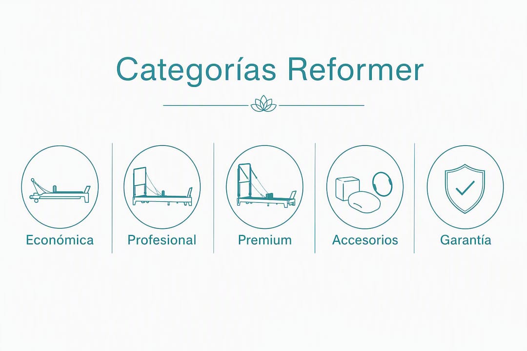 Infografía con las diferentes categorías de reformers profesionales y los principales factores que influyen en su precio