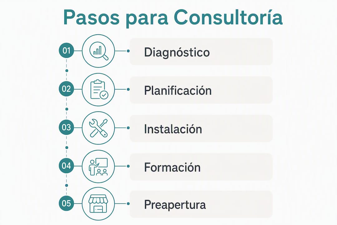 Infographic showing key steps for Pilates studio consulting