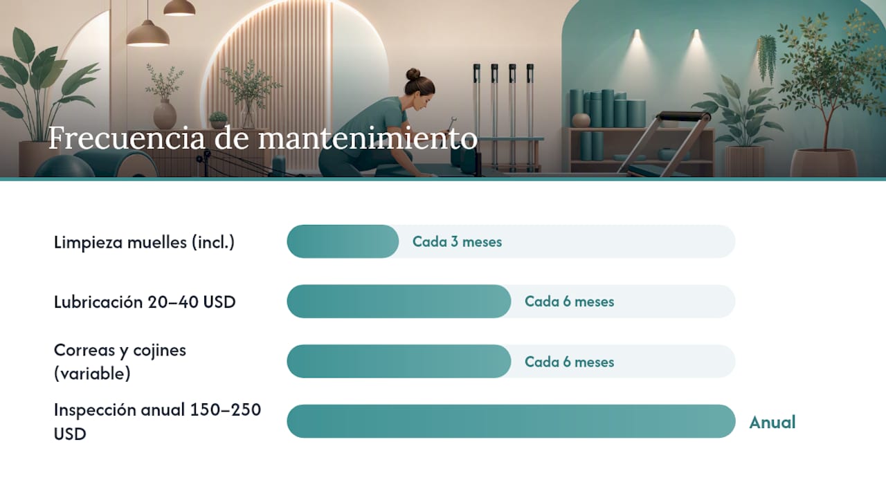 Esquema de mantenimiento recomendado para reformadores de Pilates