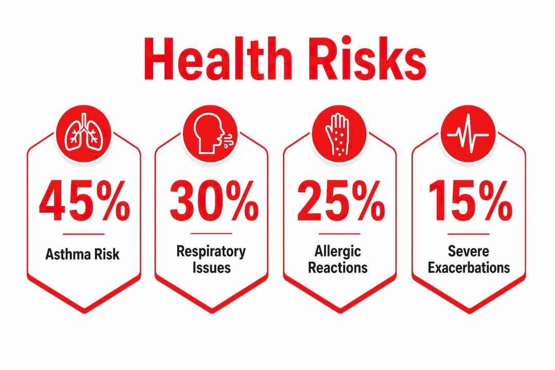Infographic showing health risks from black mould exposure