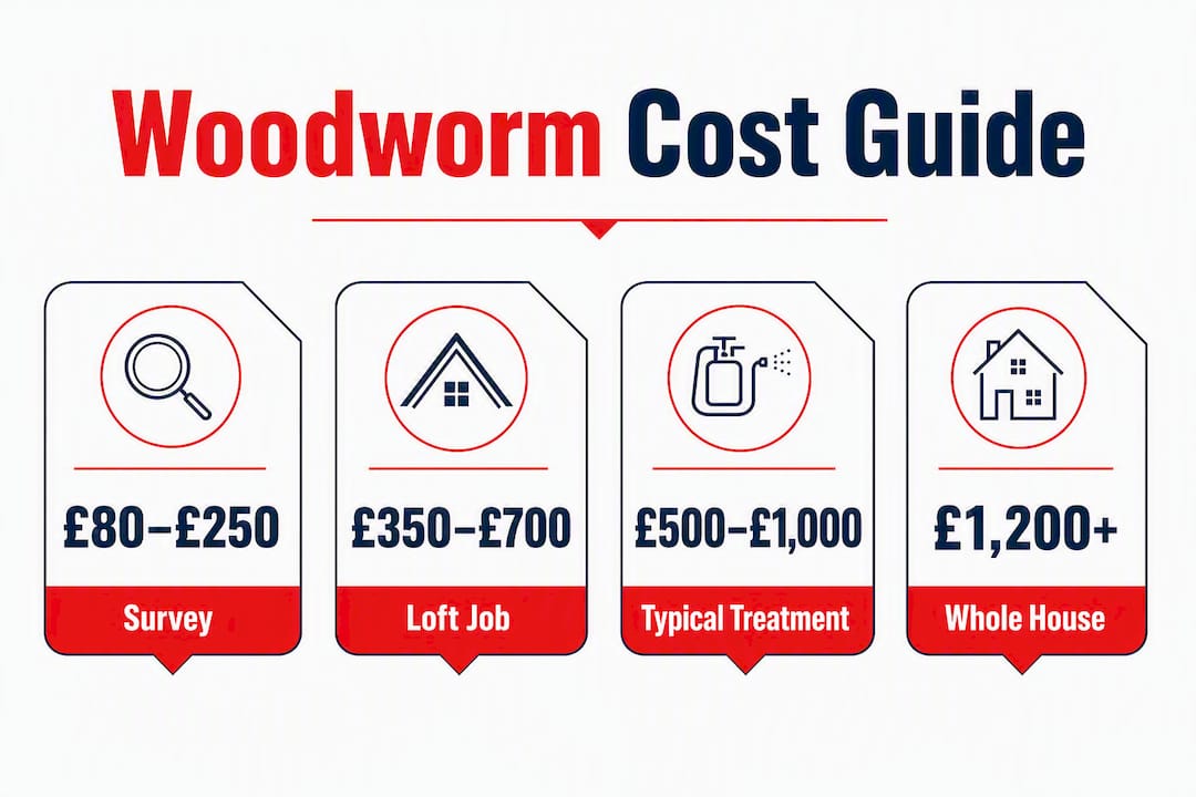 Infographic showing woodworm treatment cost statistics