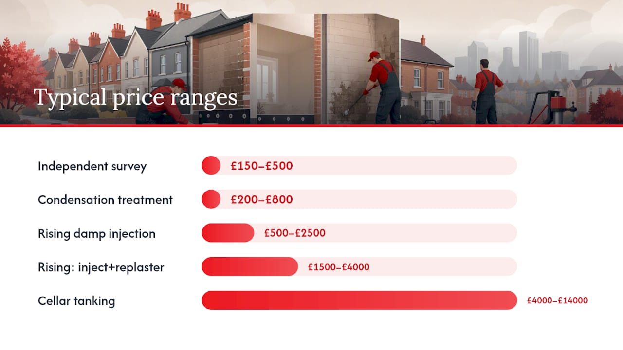 Cost and disruption comparison of damp proofing treatments