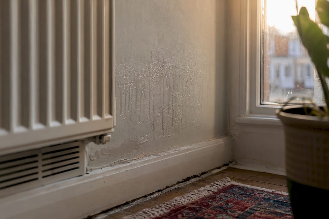 Cold spot condensation on wall above radiator vent