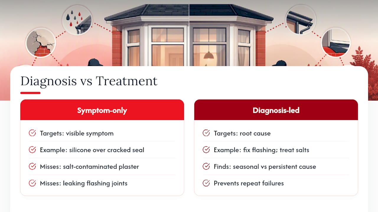 Why diagnosis matters more than the fix itself — overview diagram