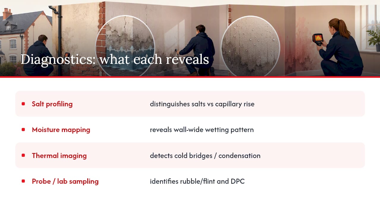 Four methods for diagnosing damp causes