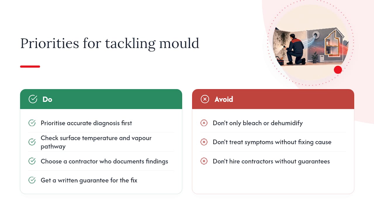 Practical priorities when tackling thermal-bridge mould — overview diagram