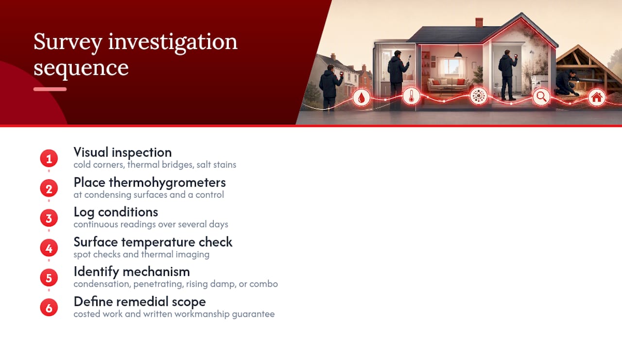 Survey-led dew point investigation process