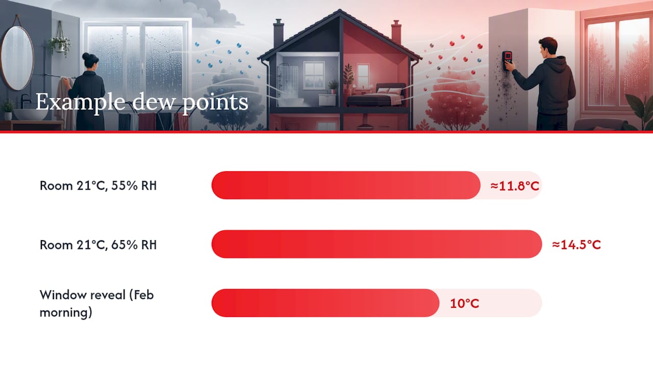 How to measure dew point at home and read the results properly — overview diagram
