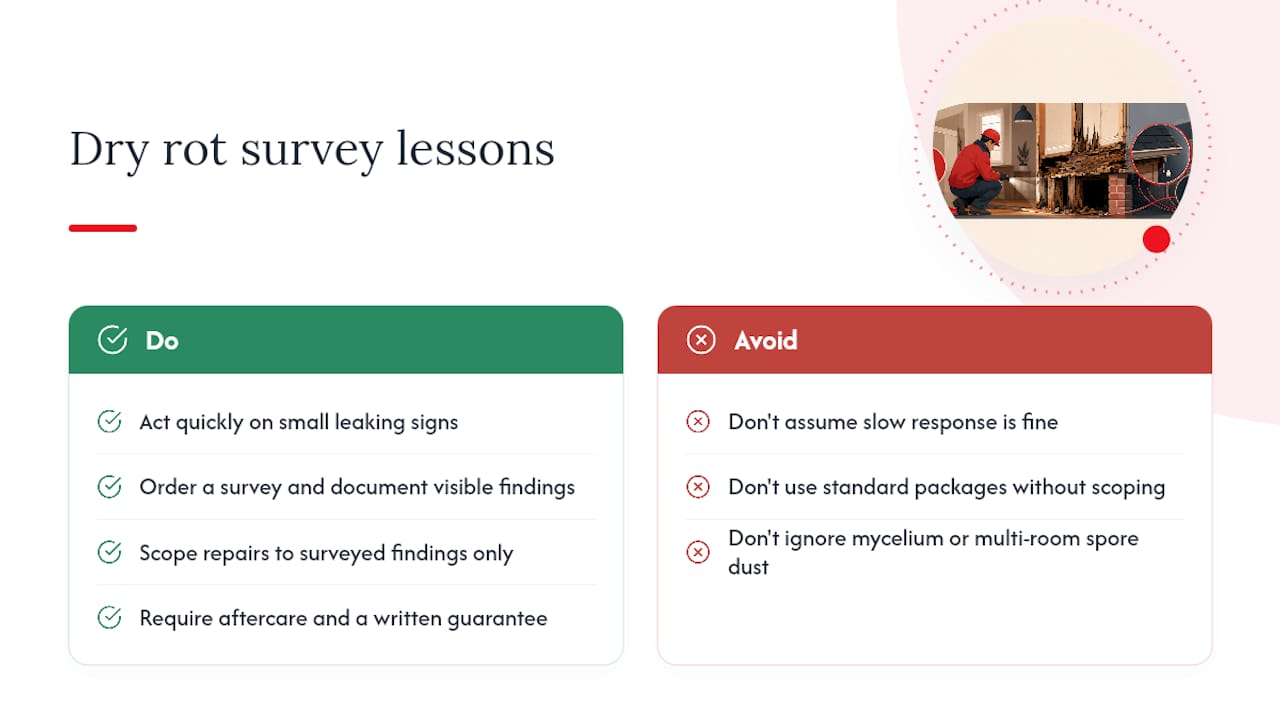 What 35 years of surveys teaches you about dry rot — overview diagram