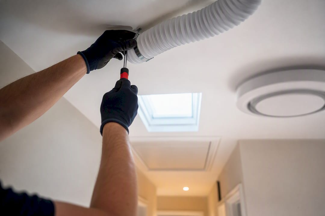 PIV ducting connected above residential ceiling