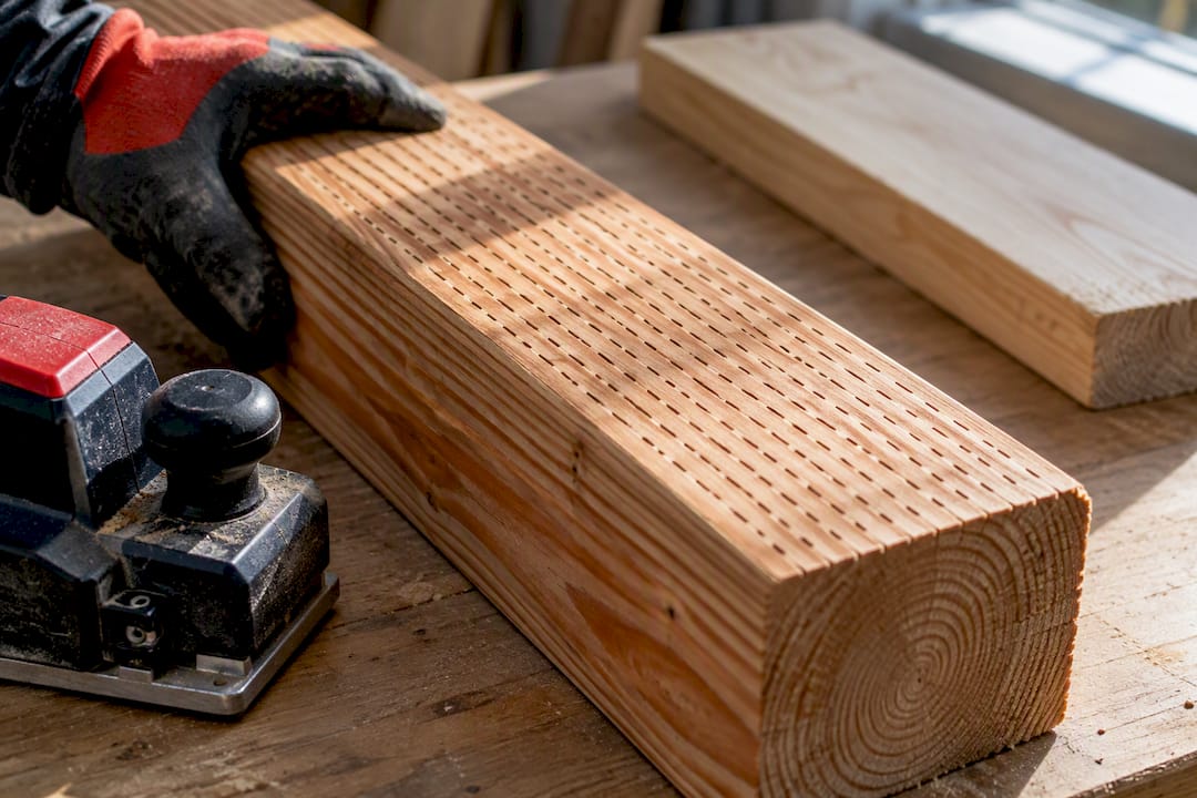 Incisions opening pathways in Douglas fir timber