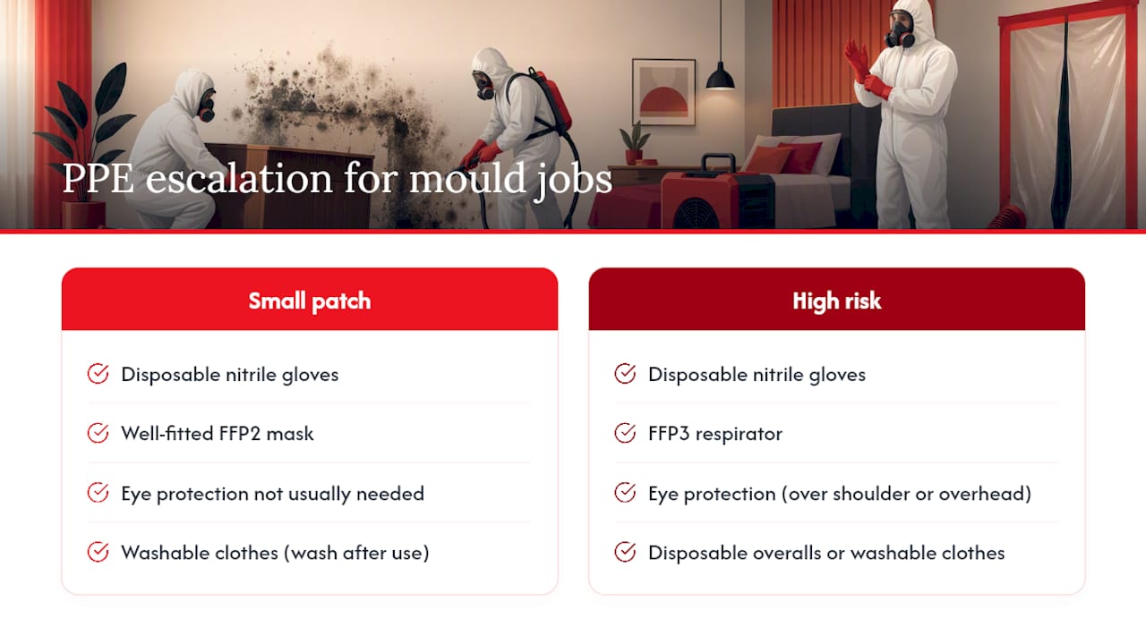 Mould cleaning PPE escalation guide