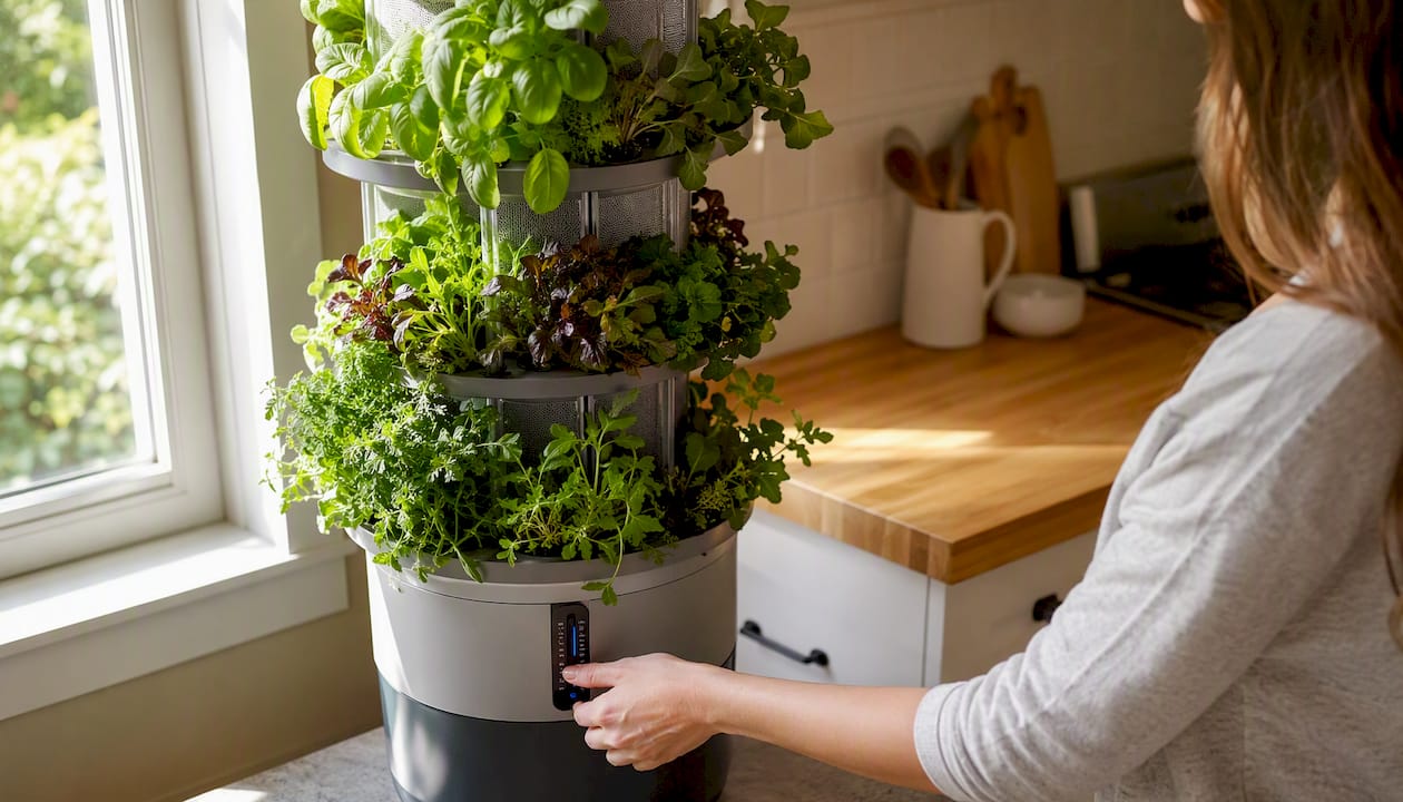 Tall modular vertical hydroponic garden tower