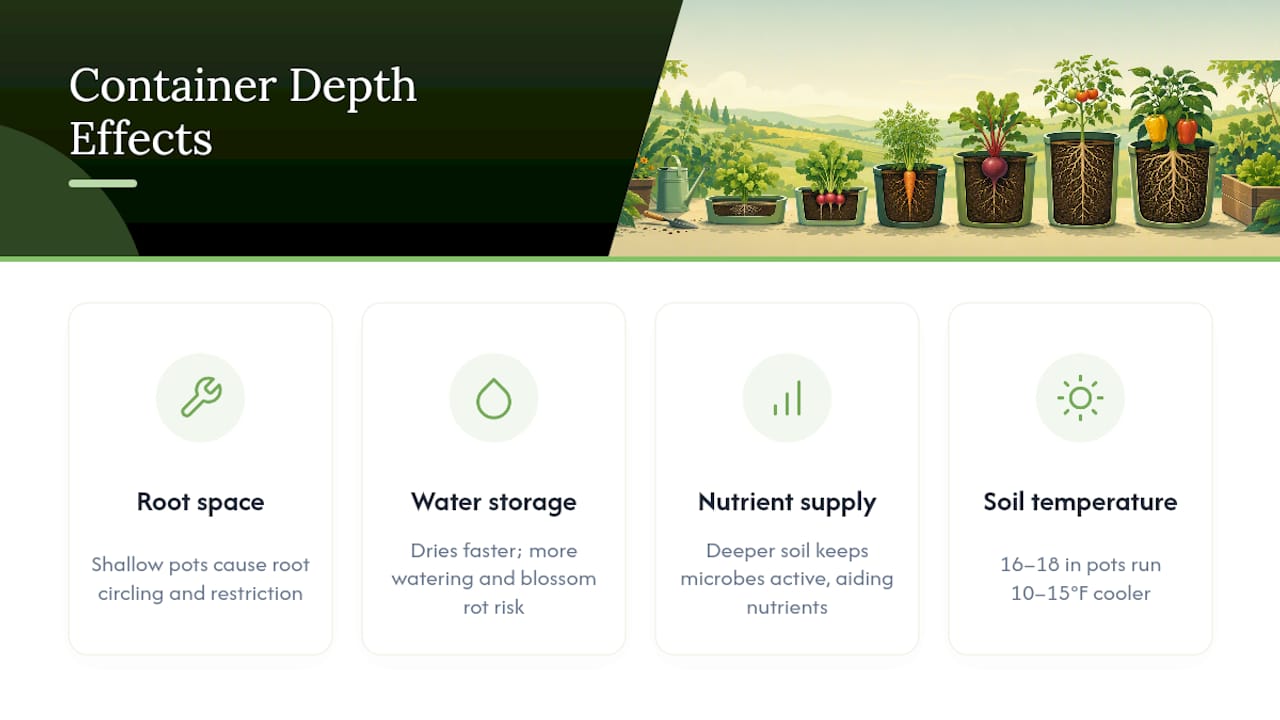 Diagram showing container depth impact factors