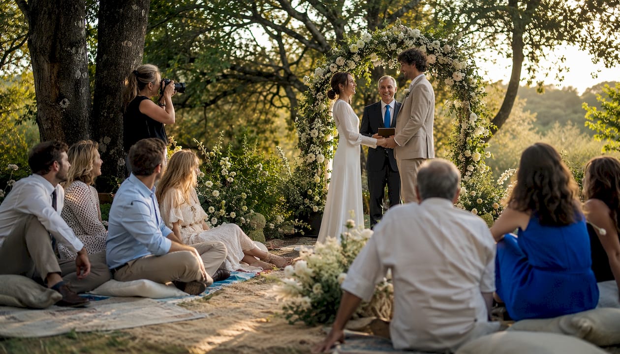 Formal traditional family wedding portrait setup