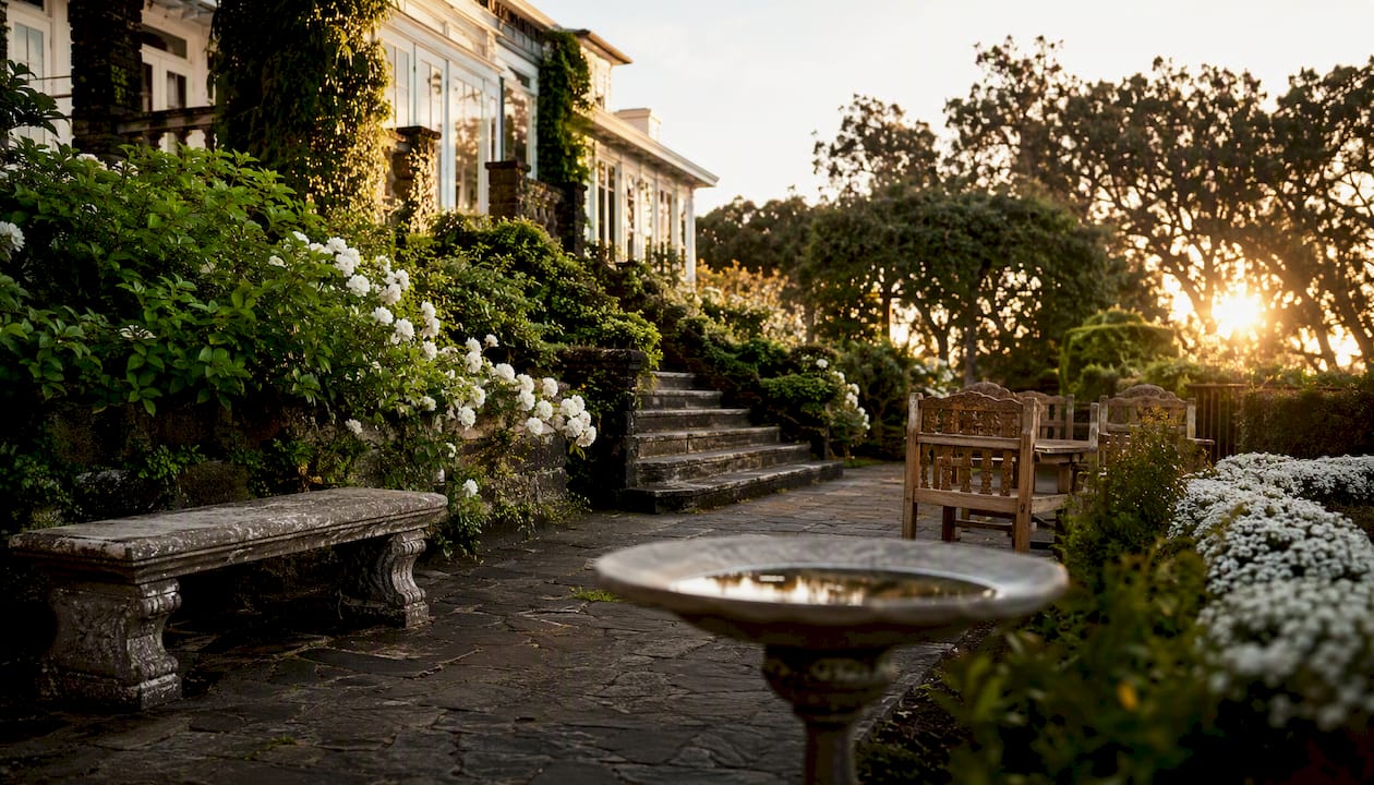 Victorian heritage garden terrace of wedding venue