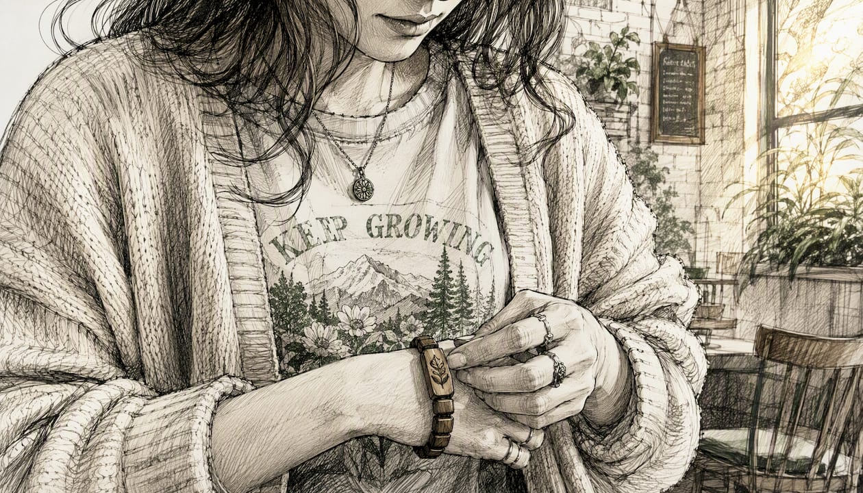 Close-up edgy vintage graphic tee with leather jacket