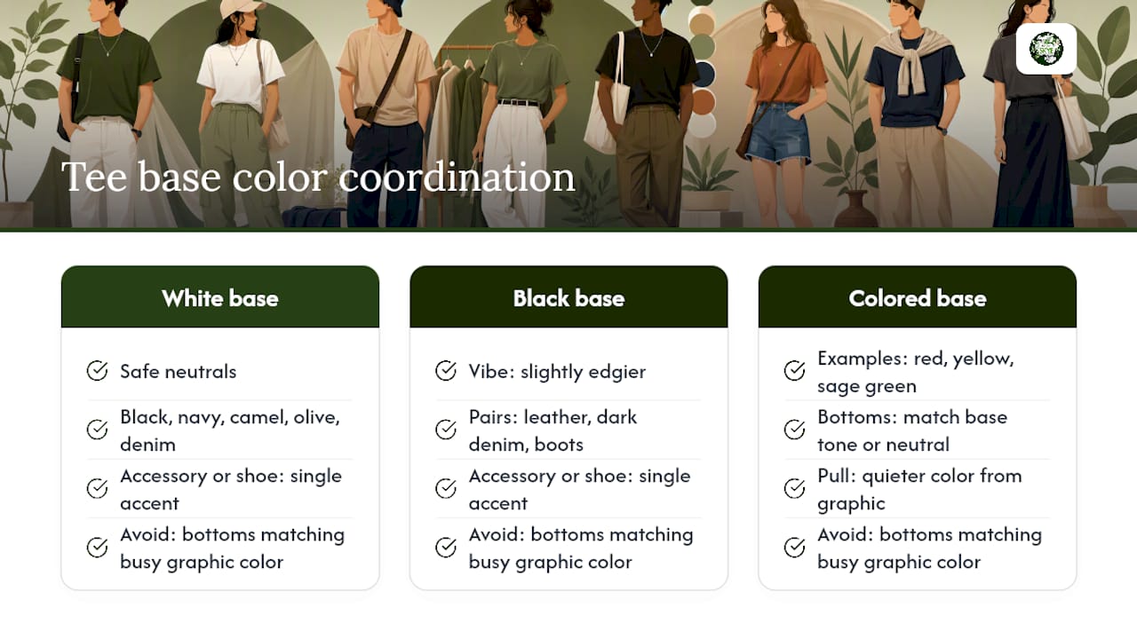 Graphic tee color coordination chart