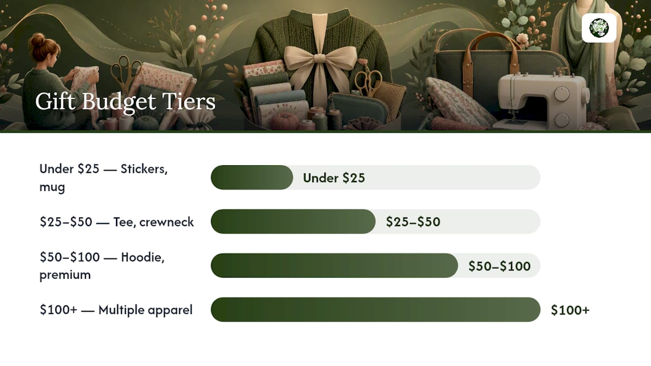 Diagram of gift budgets and product bundle ideas