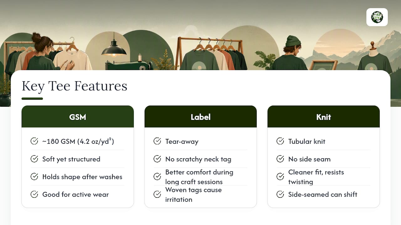 Diagram comparing vintage craft tee features