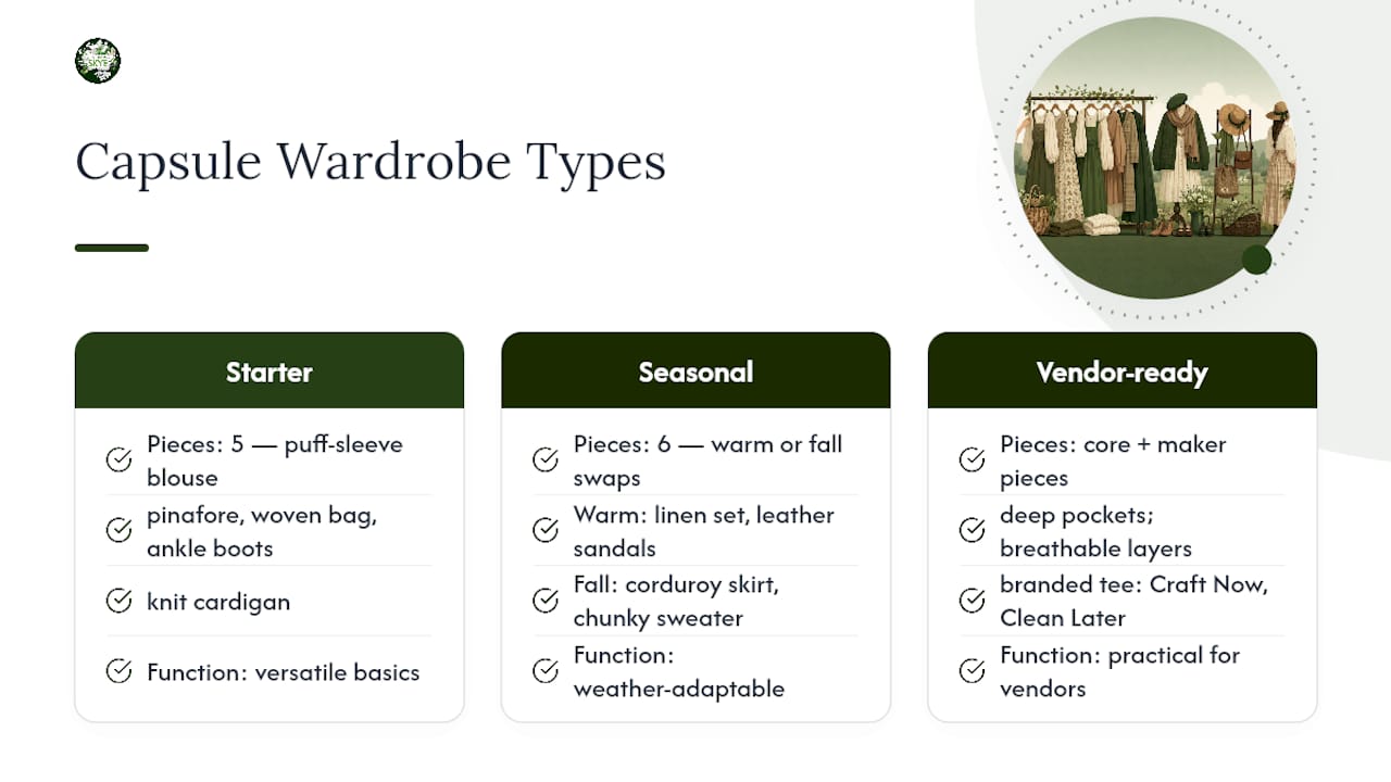 Diagram of cottagecore capsule wardrobe types
