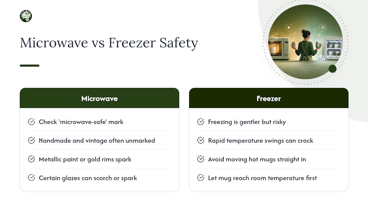 Microwave and freezer mug safety comparison