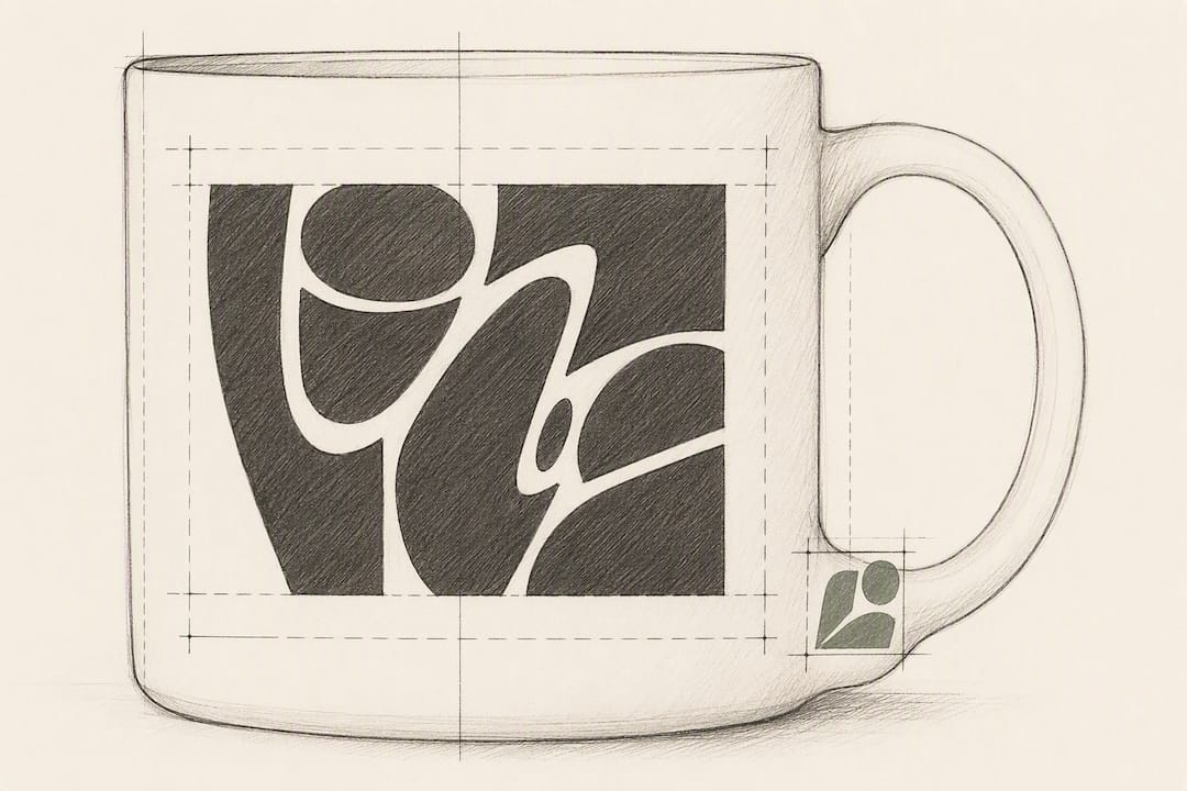 Illustration of mug lettering hierarchy