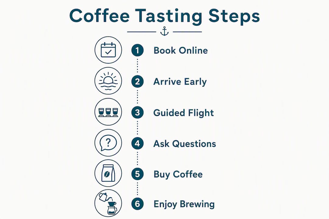 Infographic showing coffee tasting visit steps