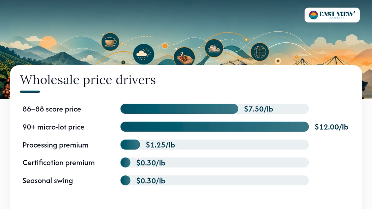 Diagram showing factors driving wholesale coffee pricing