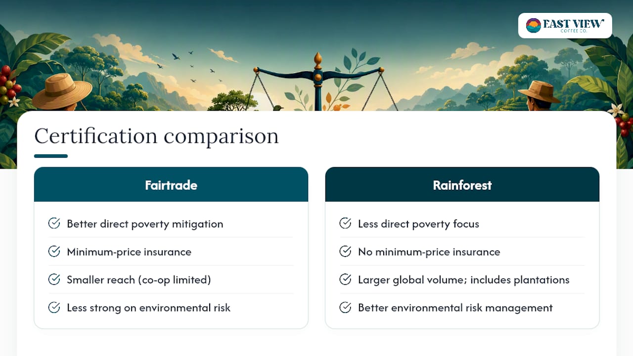 Fairtrade and Rainforest Alliance outcome comparison