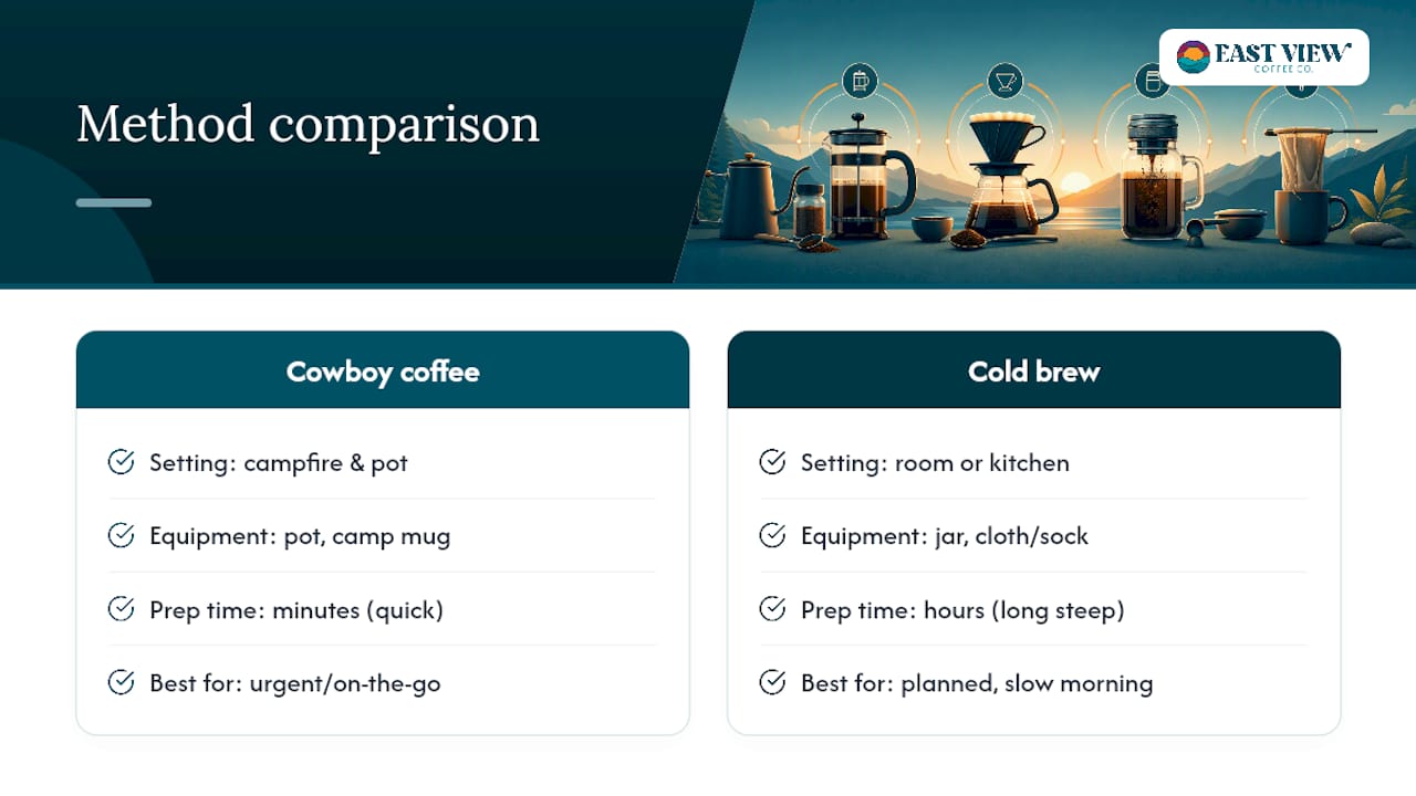 Cowboy coffee and cold brew comparison