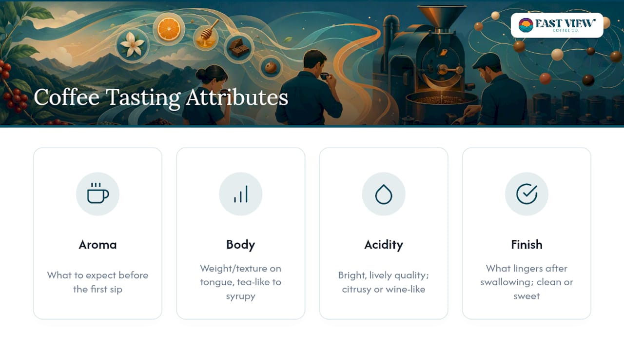 Four attributes used to evaluate coffee