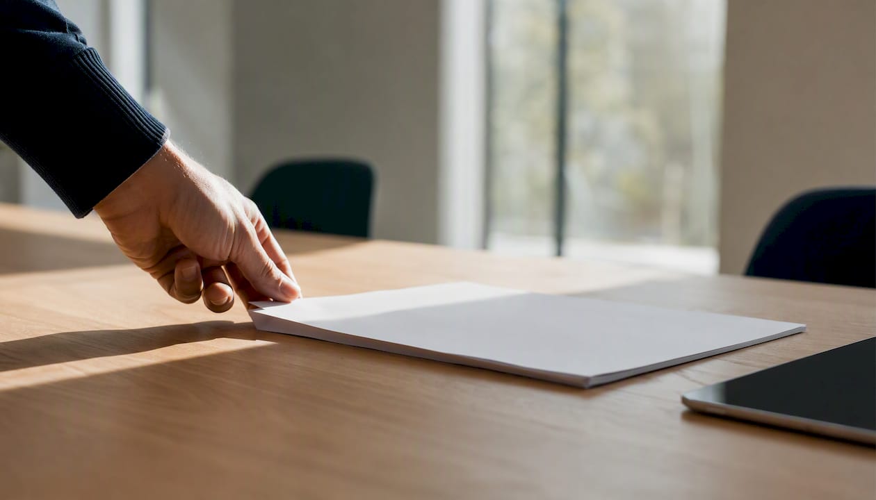 Eine Hand zeigt auf eine Checkliste mit Compliance-Vorgaben, die auf dem Tisch liegt.