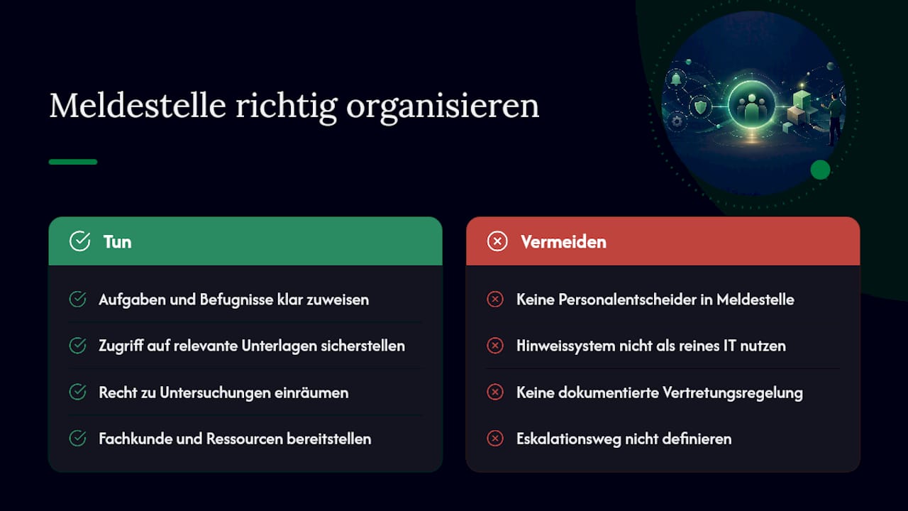 So organisieren Sie die Meldestelle richtig — overview diagram