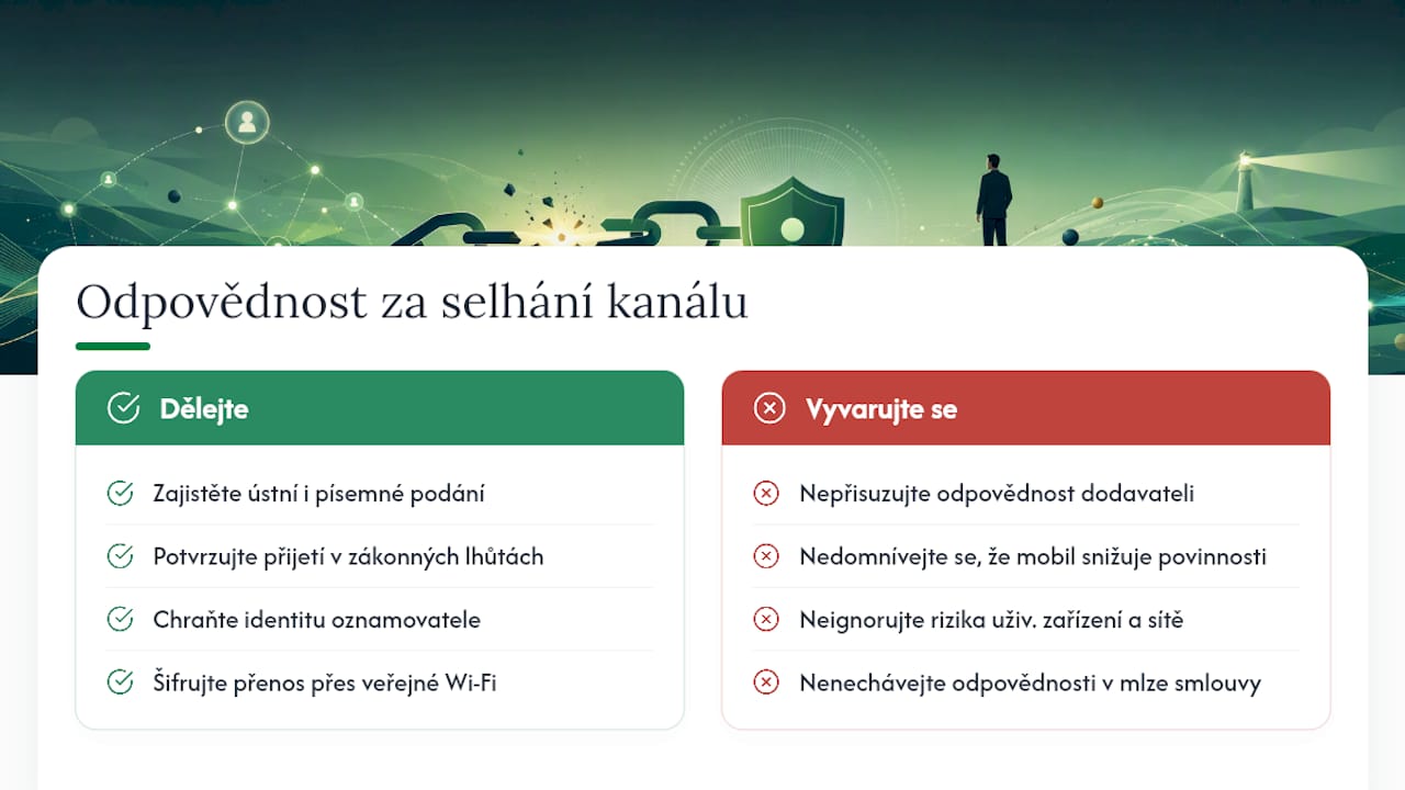 Kdo nese odpovědnost, když mobilní kanál selže — overview diagram