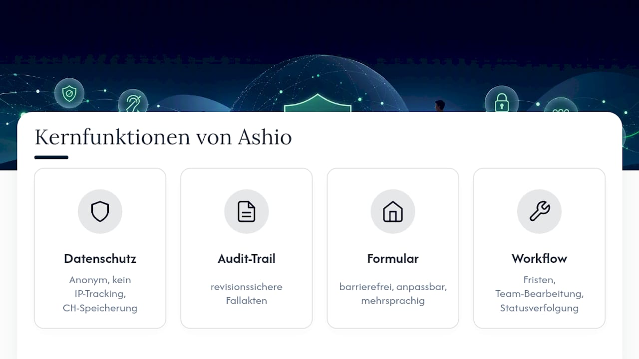 Ashio: Die praktische Umsetzung für Ihr Meldeformular — overview diagram